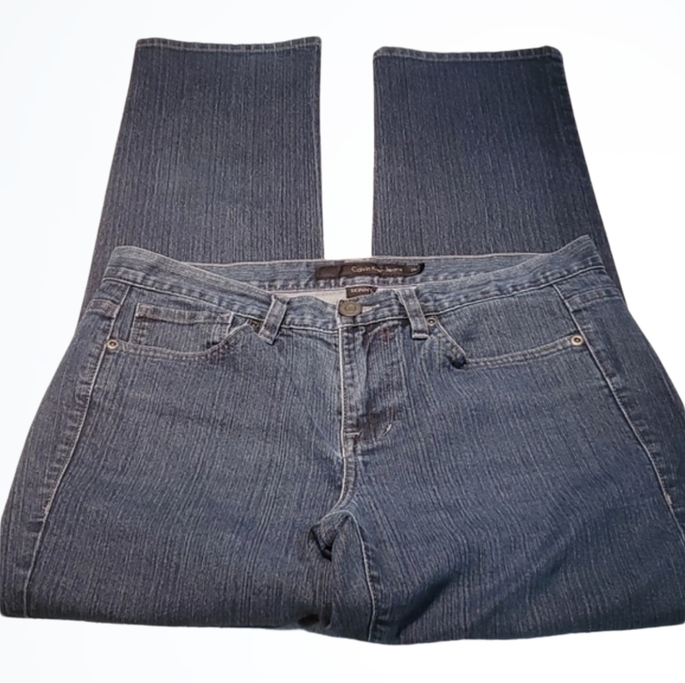 Calvin Klein Mid Rise Skinny Straight Leg Blue Jeans Size 8 Waist 32 Inches